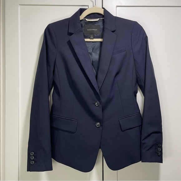 Banana Republic Ryan Fit Tailored Lightweight Wool Blazer Suit Jacket Navy - Picture 3 of 9
